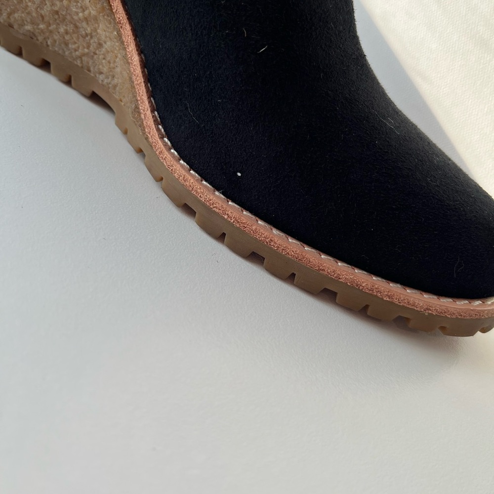 Authentic COACH Keely double faced heel NWT Black 8.5 suede leather wedge new - Picture 4 of 11